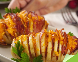  Papas Hasselback con salami
