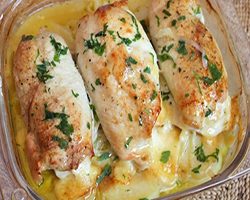  Rollitos de pollo rellenos de jamón y queso