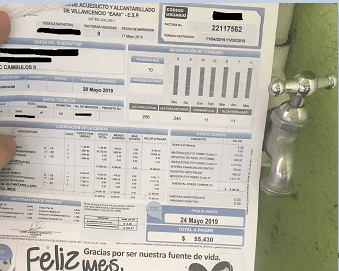  Por error técnico modifican impresión de facturas de Acueducto y Alcantarillado