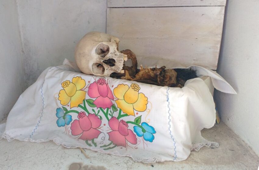 A los muertos les toman el esqueleto y limpian los huesos en la creencia que vuelven del más allá