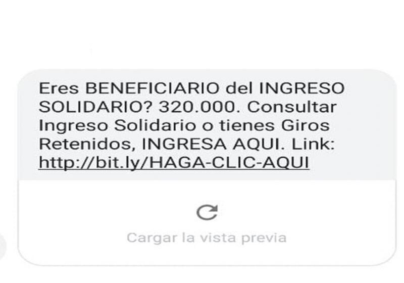  Alerta por mensajes de estafadores a quienes fueron beneficiarios del ingreso solidario