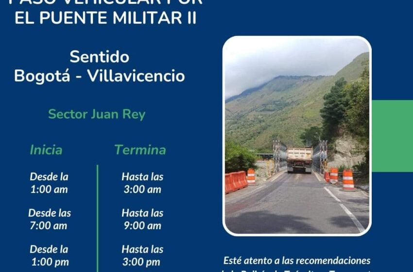 Horario para el paso vehicular por el puente militar II
